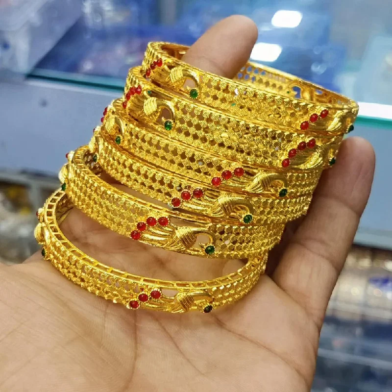 Pooja Bangles Gold Plated Pota Stone Bangles Set