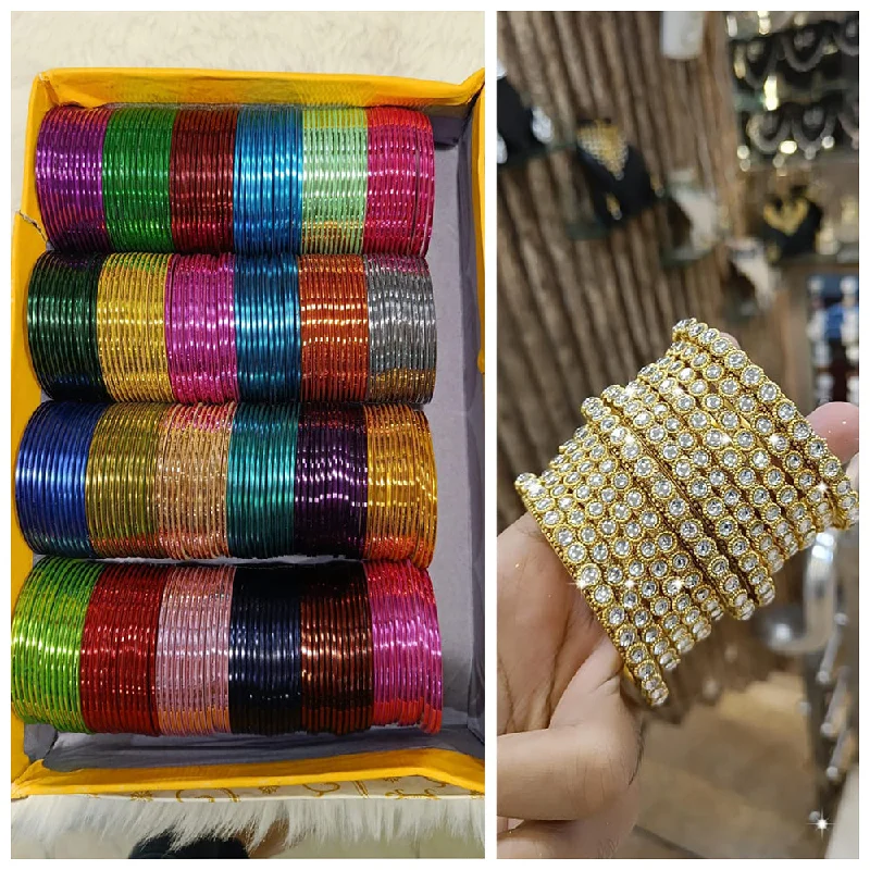 Affordable Luxury Jewelry For Every Occasion Pooja Bangles Multi Color Metal Bangle Set Affordable Luxury Jewelry For Every Occasion Pooja Bangles Multi Color Metal Bangle Set