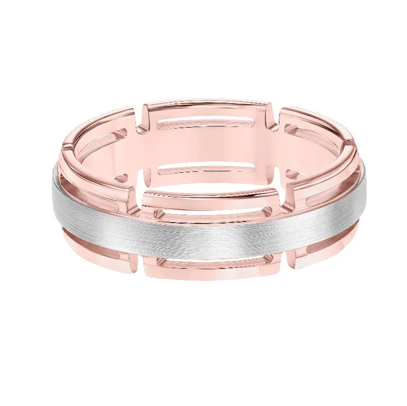 Clearance Sale On High-End Jewelry Collections Rose & White Gold Men's Wedding Band Clearance Sale On High-End Jewelry Collections Rose & White Gold Men's Wedding Band