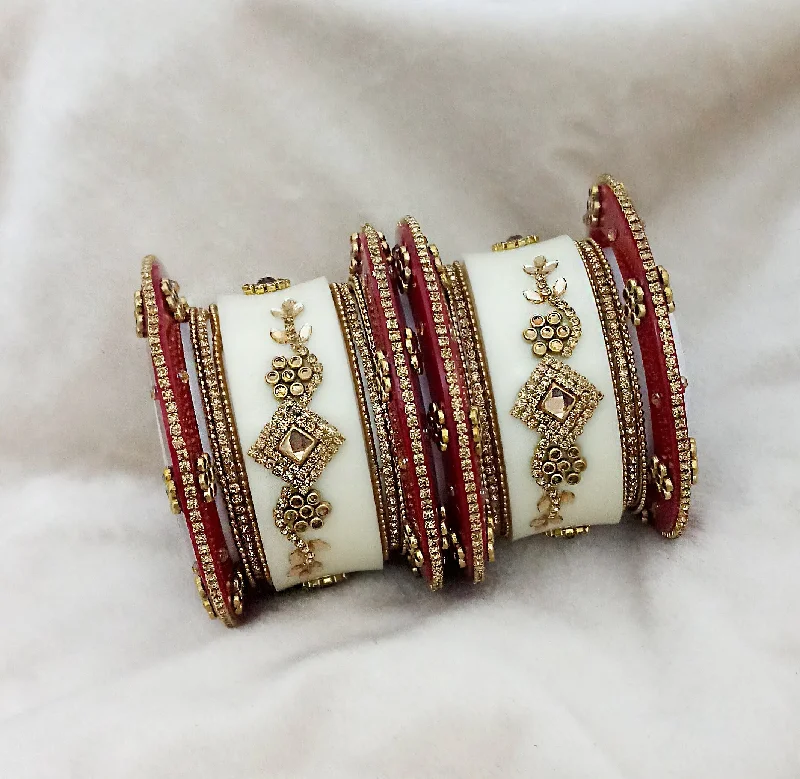 Shop Dazzling Jewelry At The Best Prices Sejal White And Maroon Austrian Stone Bangle Set - 1403747 Shop Dazzling Jewelry At The Best Prices Sejal White And Maroon Austrian Stone Bangle Set - 1403747